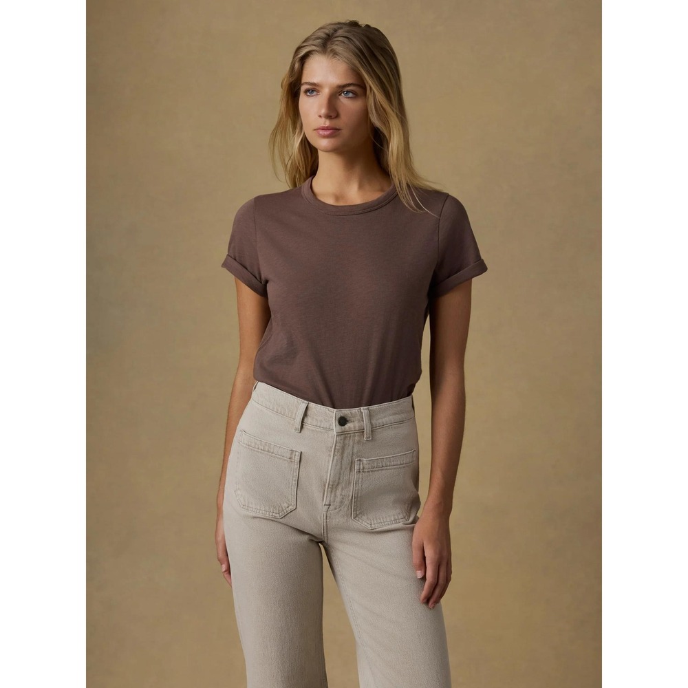 Faherty Sunwashed‎ Organic Cotton Crew Neck T-Shirt Brown XL Short Sleeve Tee